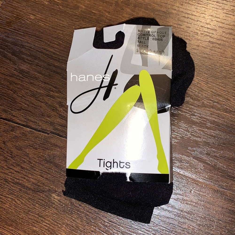 NEW HANES BLACK OPAQUE TIGHTS SZ TALL PLUS SIZE